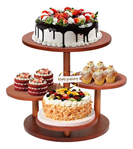 Soporte Redondo De 4 Niveles Para Tartas Y Cupcakes Con Deco