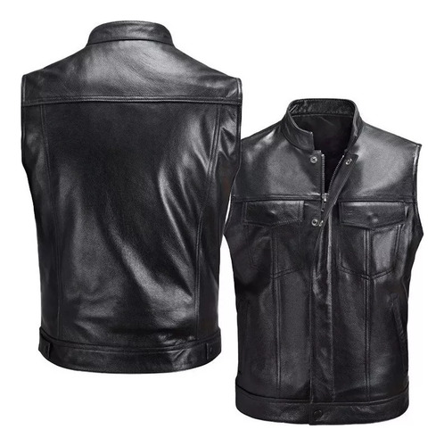 Chaqueta De Cuero Motero Chaleco Motero Para Hombre E