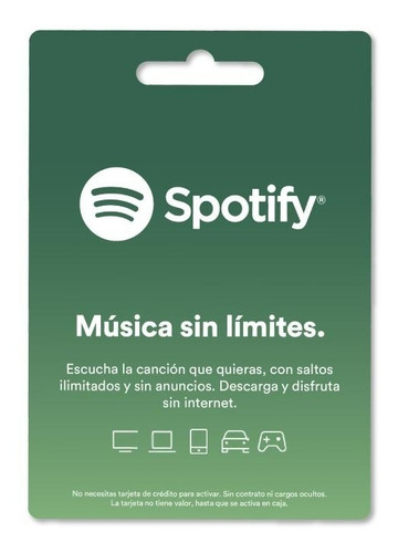 Imagen 3 de 3 de Código Pin Tarjeta Spotify Premium 1 Mes