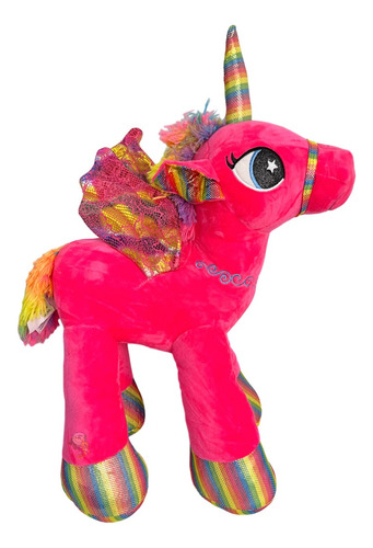 Unicornio De Peluche Grande Alas Multicolor Parado Suave