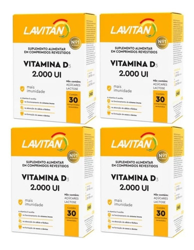 Kit Com 4 - Lavitan Vitamina D3 2.000ui Cimed Com 30 Comprim