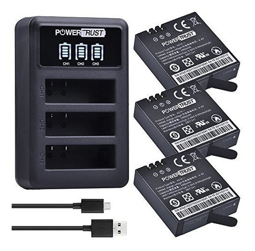 Powertrust 3-pack Az16-1 Bateria De Repuesto Y Cargador Usb 