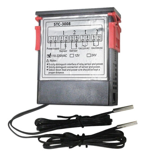 Termostato Digital Doble Stc-3008 Con Sonda 220v