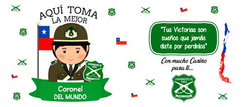 Tazón Grande Carabineros De Chile 450cc. (rangos Dama)