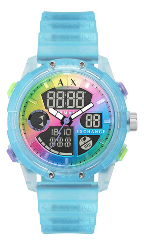 A|x Armani Exchange Reloj Analógico-digital De Silicona Azul