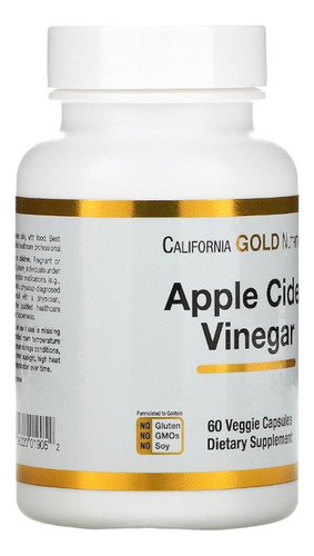California Gold Nutrition Vinagre De Sidra De Manzana 60caps Sabor Sin Sabor