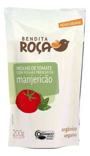 Kit 6x: Molho Tomate Manjericão Orgânico Bendita Roça 200g