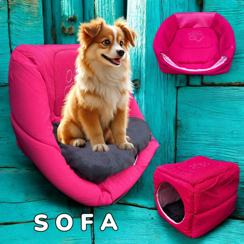 Cama Casa Sofá 3 En 1 Chica Para Perros Y Gatos - Resistente