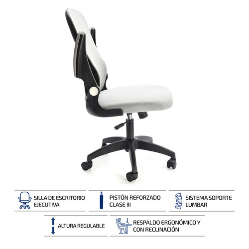 Silla De Escritorio Y Oficina Ergonomica Pc Giratoria Femmto Color Gris