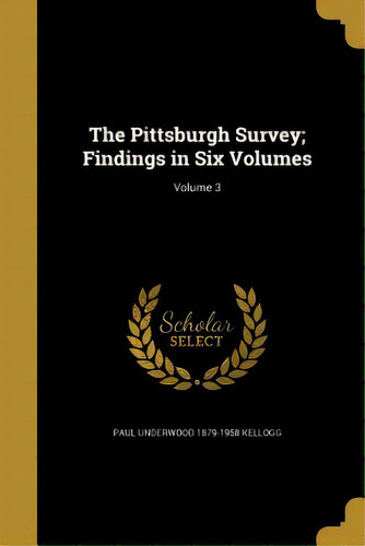 The Pittsburgh Survey; Findings In Six Volumes; Volume 3, De Kellogg, Paul Underwood 1879-1958. Editorial Wentworth Pr, Tapa Blanda En Inglés