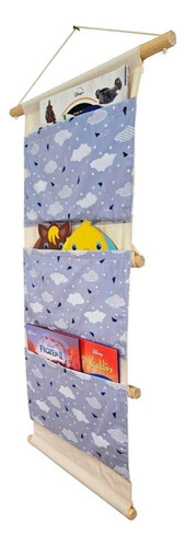 Organizador De Bolsos, Porta Livros De Parede Nuvens Kids