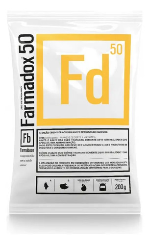 Farmabase Farmadox 50 200g suplemento aves e suinos doxiciclina pó