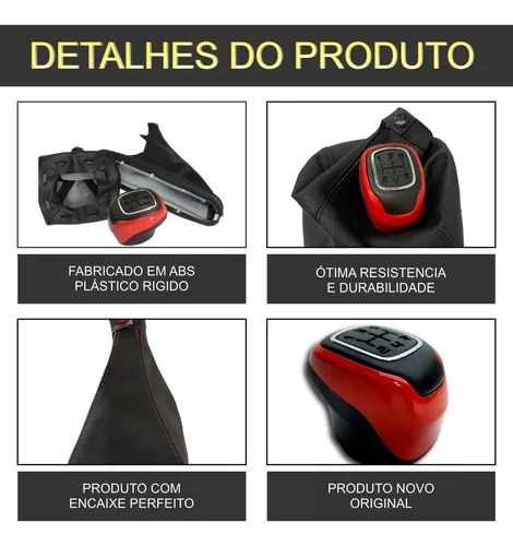 Kit Coifa de Alavanca Com Manoplas de Câmbio Carro Fiat Mobi 2016