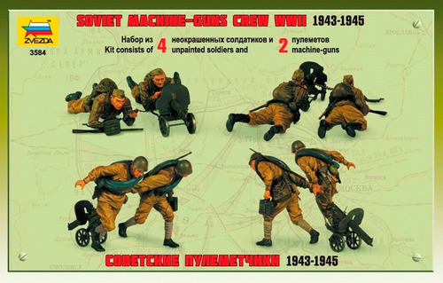 Soviet Machineguns W/crew Ww2 By Zvezda # 3584 1/35