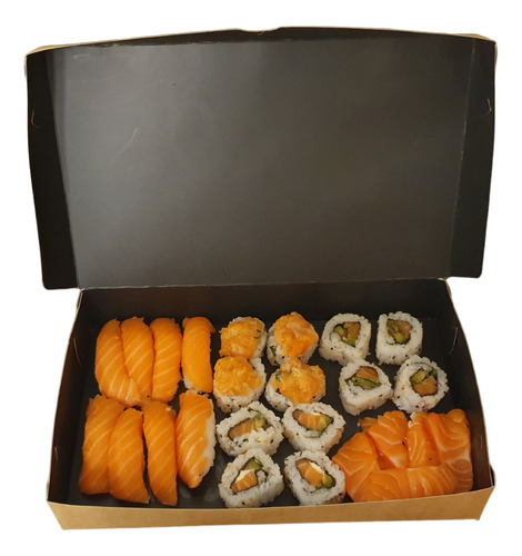 Caja Rustica Para Sushi, Grande X 25 U. Laminado Interior
