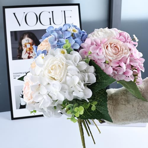 Ramo Artificial De Hortensias Rosas, Rosas De Seda Falsas, A