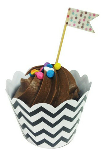 Wrapper De Cupcakes Chevron Tamaño Estándar (set De 60), Neg