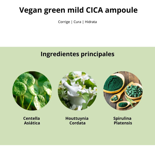 Ampolla Calmante Vegan Green Mild - Cosmética Coreana Vegana
