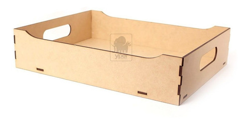 Imagem 1 de 2 de Bandeja Com Alça Lateral Retangular Mdf Madeira 32x25cm