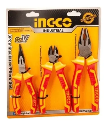 Kit Set Juego De Alicates Aislados 3 Piezas Ingco Hikps28318