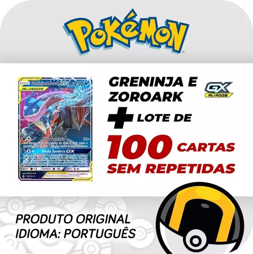 Carta Pokémon Greninja Gx Com Lote De 100 Cartas Originais em