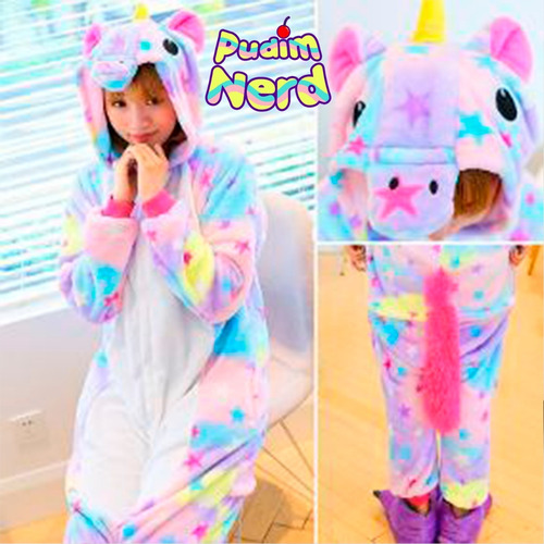 Unicórnio Estrelado Pijama Macacão Kigurumi - Pronta Entrega