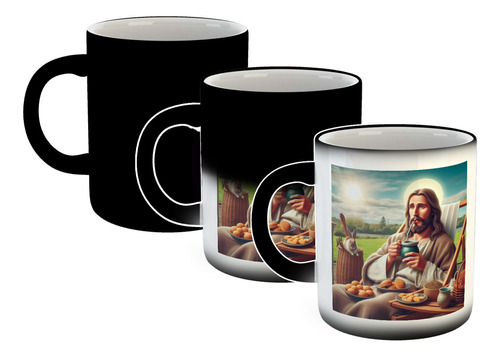 Taza Magica Jesus Mate Desayuno Biscochos Campo Dios