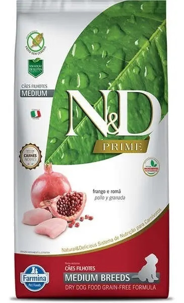 Ração N&d Prime Cães Filhotes Médias Frango E Romã 10,1kg