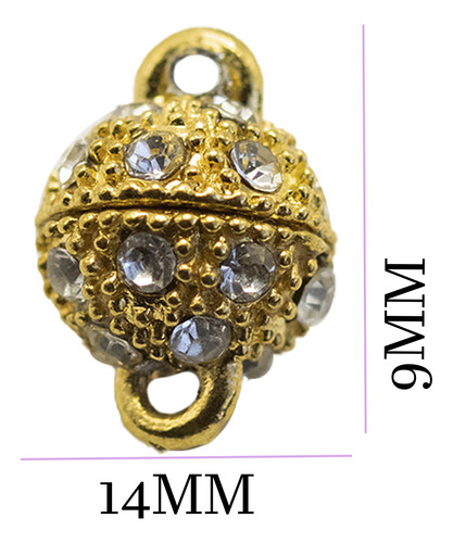 12 Iman Para Pulseras Bisutería Broche Abalorio Bola 9mm Dorado 1.4 Cm 9 Mm