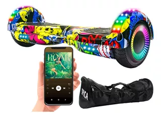 Patineta Scooter Electrica Hoverboard Spica S-80 Luz Rgb Bt Color Amarillo