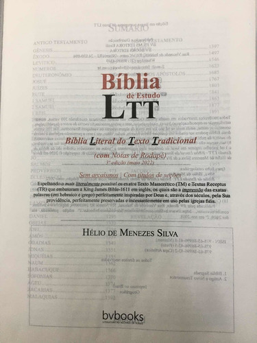 Bíblia Ltt Estudo Literal Do Texto Tradicional | Capa Dura