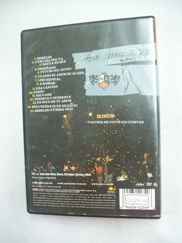 Dvd Tour Generación Rbd En Vivo