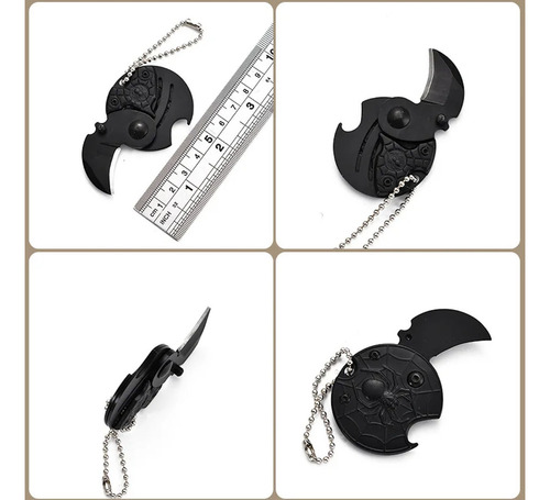 Mini Canivete Chaveiro Spyder Sobrevivência Moeda Dobrável Cor Preto