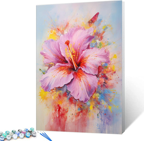 Hibiscus Flowers Paint By Numbers Kits 16x20 Inch Canva...