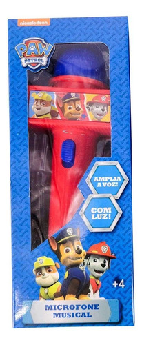Microfone Infantil Com Eco E Luz Vermelho - Patrulha Canina