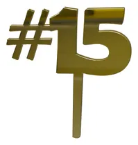 Comprar Topper Decoración Torta Pastel Acrilico Dorado 15 #15 Año 