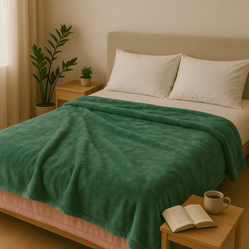 Kit 2 Cobertor Casal Corttex Turim Soft Macio Toque De Seda Liso Verde