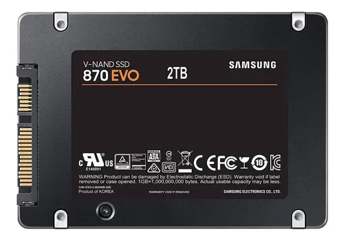 Disco s lido interno Samsung 870 EVO MZ 77E2T0B AM 2TB negro