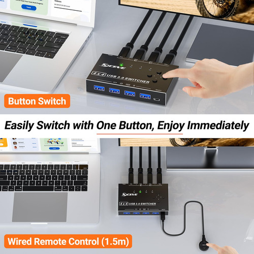 Switch Usb 3.0 Para 4 Computadoras, Mleeda Selector De 4