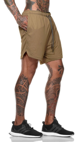 1 Gimnasio Short Con Licra Deportiva 2 En 1 Hombre Correr