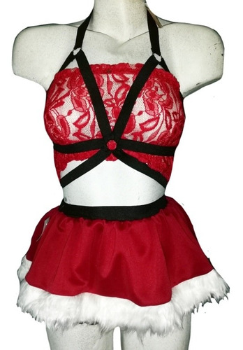 Babydoll Navideño Lencería Navidad Color Rojo,negro Y Blanco