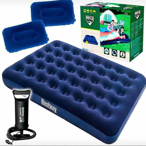 Combo Colchón Inflable Doble + 2 Almohadas + Bomba Envío