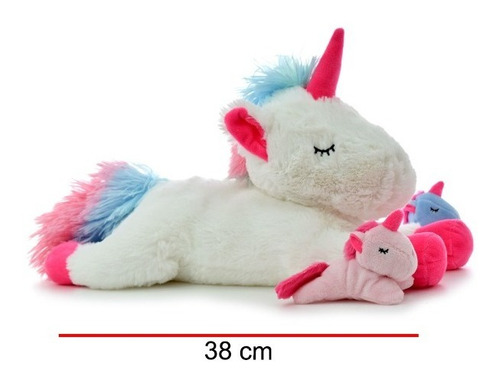 Mama Unicornio Con 2 Hijos 38cm - Orig Phi Phi Toys