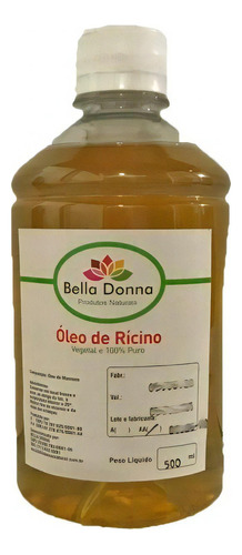 1 Óleo Rícino Puro C/ Laudo De Análise Cresc.de Cabelo 500ml