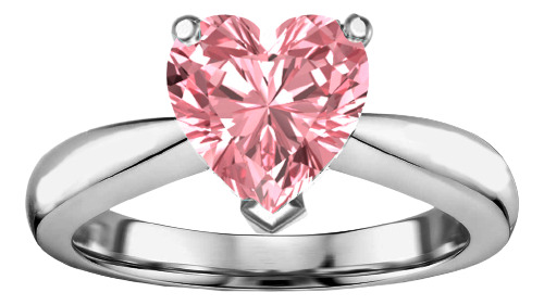 Anillo Promesa Oro 10k Certificado Diamante Rosa Corazón