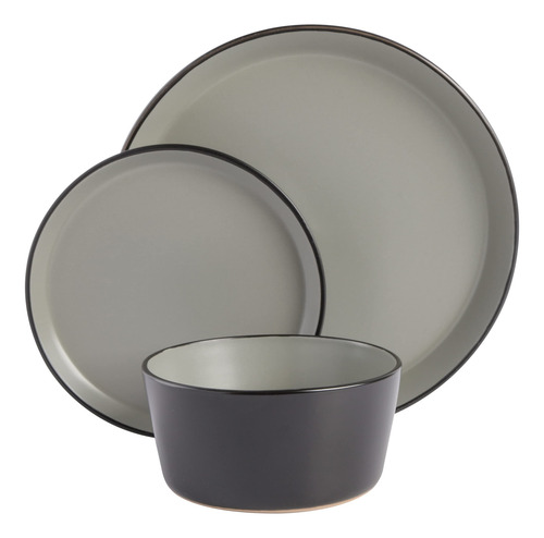 Juego De Vajilla Gibson Soho Lounge Sofia Grey 12 Piezas Par