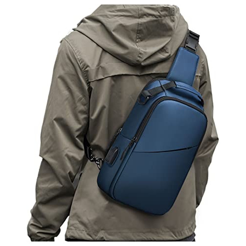 Seafew Blue Sling Crossbody Backpack Shoulder Messenger Bag