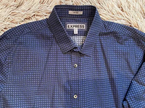 Camisa Express Azul Manga Larga Slim Fit Hombre Talla L 300