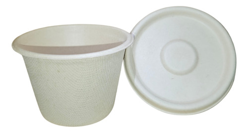 50 Vasos Souffle Con Tapa 4 Oz Biodegradable Bagazo De Trigo