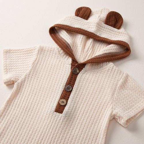 Mameluco Verano De Algodón Estido Osito Para Bebé De 3-18m Beige 9-12 M